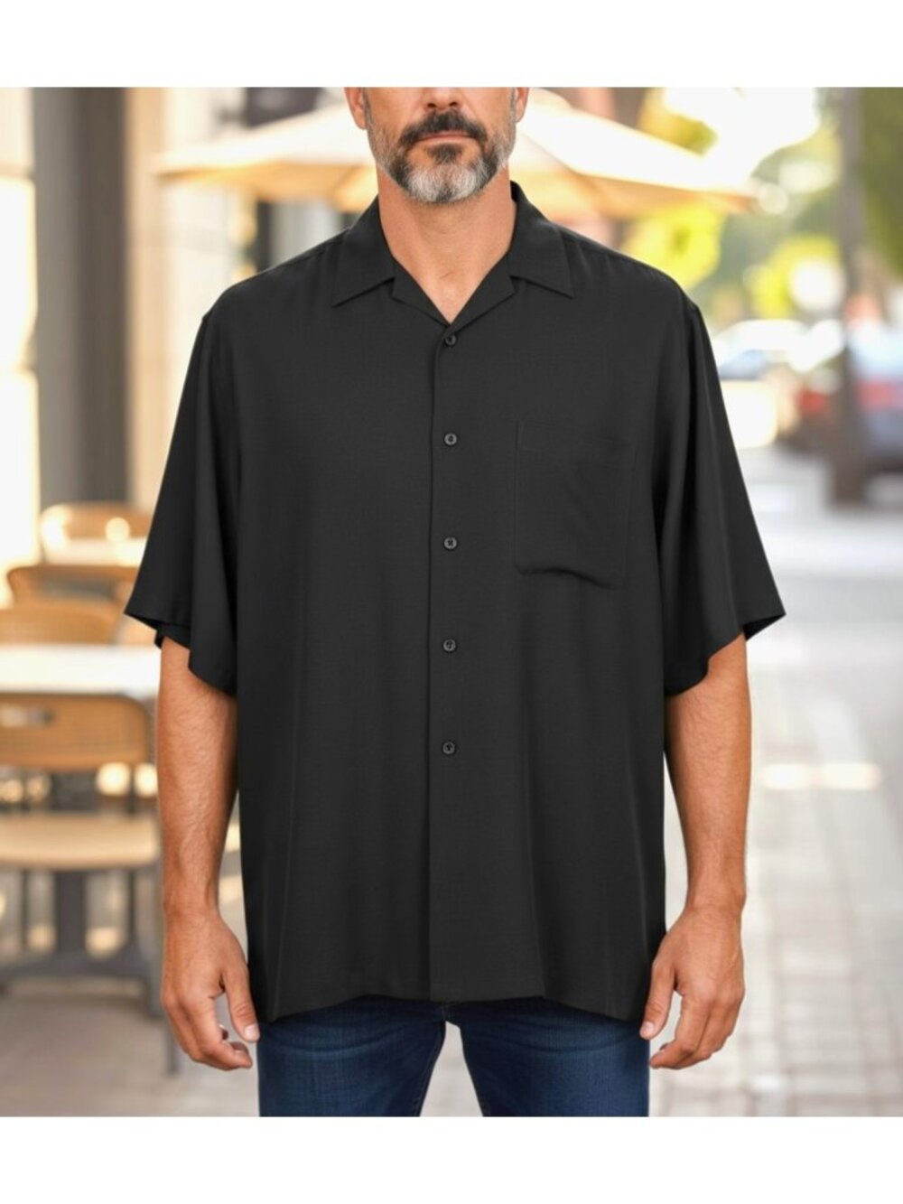 Haggar Black Collared Short Sleeve Relaxed Fit Button-Down Shirt Size XL EUC